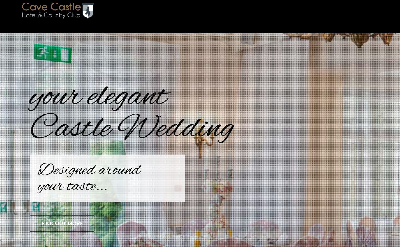 Cave Castle wedding homepage screenshot