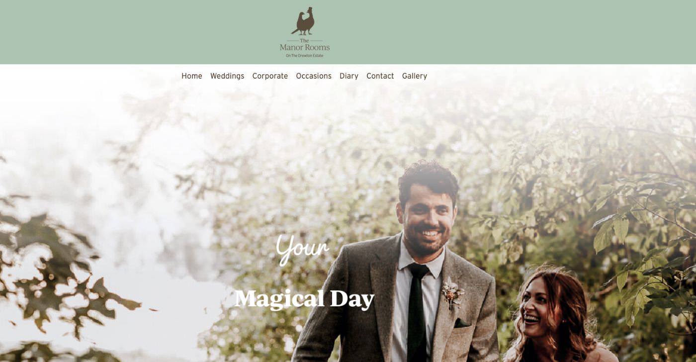 The Manor Room East Yorkshire wedding homepage screenshot 