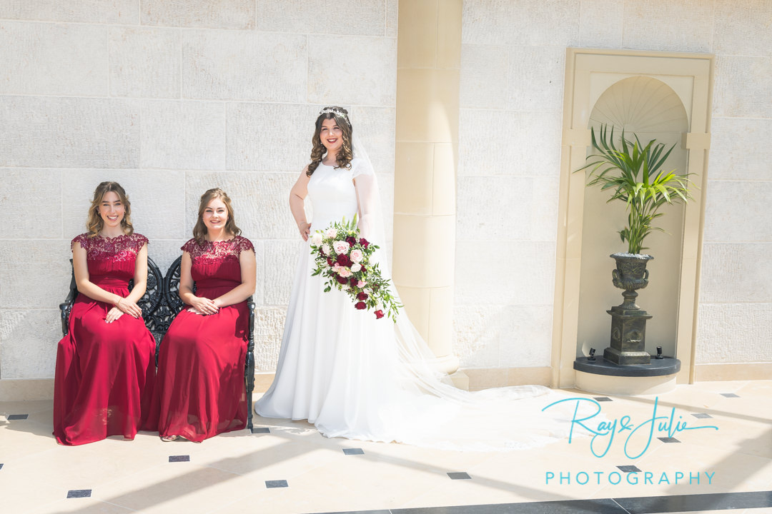 Bride with bridesmaids at Grantley Hall