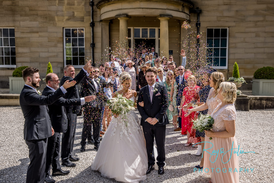 Confetti photograph outside the front of Saltmarshe Hall