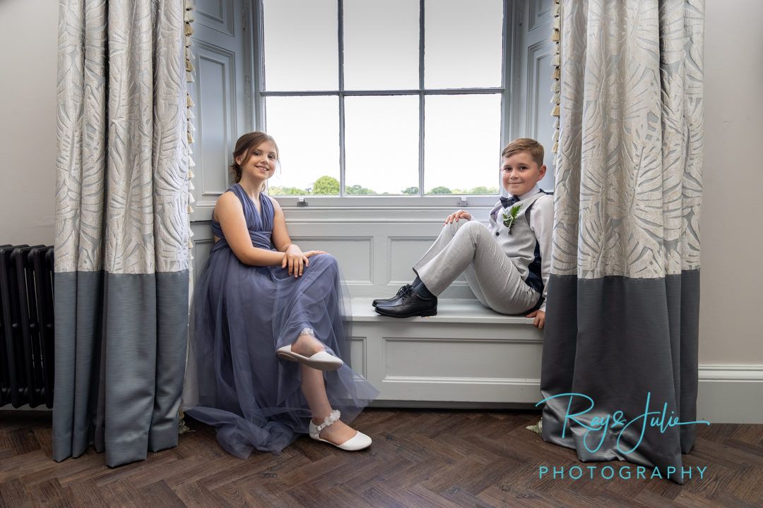 Flower girl and page boy ready for wedding