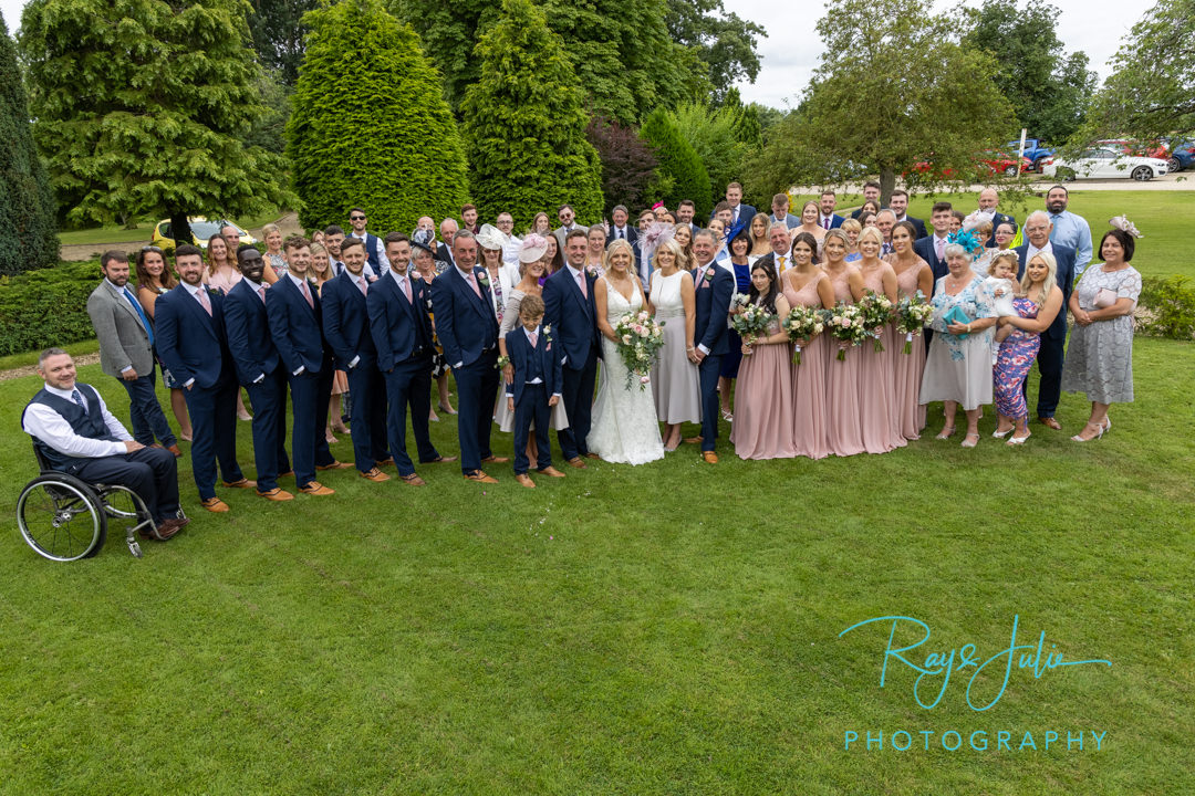 Wedding group photograph taken at Tickton Grange East Yorkshire