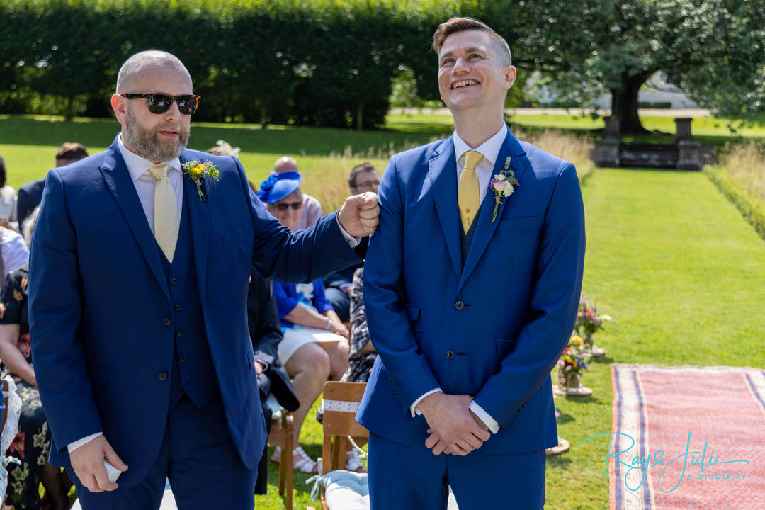 Groom and Best man waiting for bride to arrive.